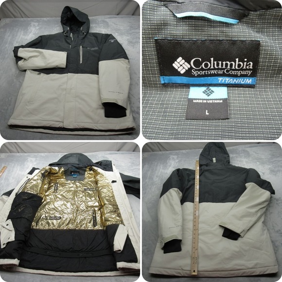 Columbia Titanium Ski Jacket Mens Large Cream Gold Thermal Waterproof Omni Heat - Picture 1 of 16